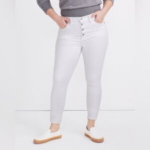 Madewell 29 Curvy High Rise Skinny Crop Jeans in Pure White Button-Front Edition